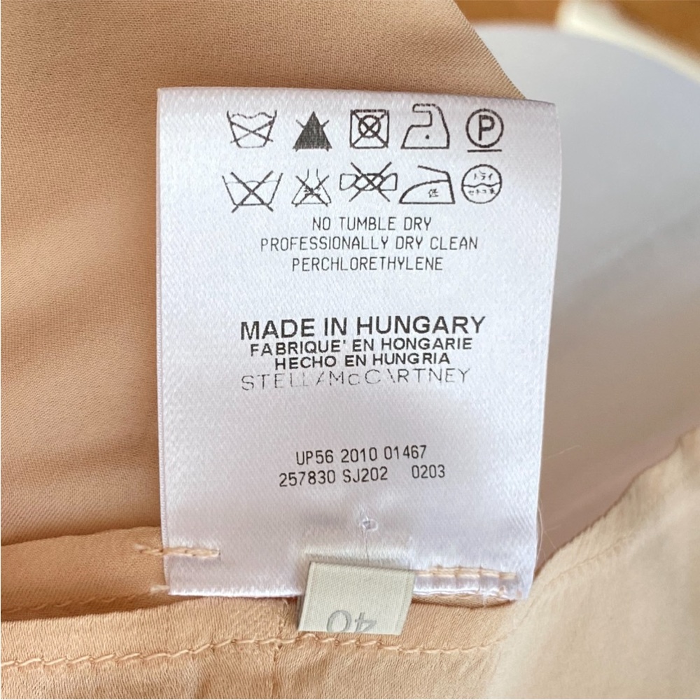 STELLA MCCARTNEY BEIGE PINK SILK RUFFLE BUTTON DOWN LONG SLEEVE BLOUSE - Picture 10 of 11